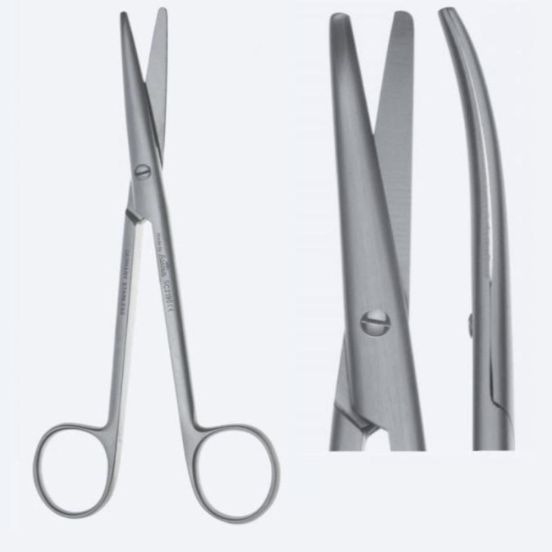 Ножиці, хірургічні, "Mayo", дисекційні, вигнуті, тупокінцеві, загальна довжина 200 мм, 8". Бренд - Asanus Medizintechnik Gmb, Німеччина